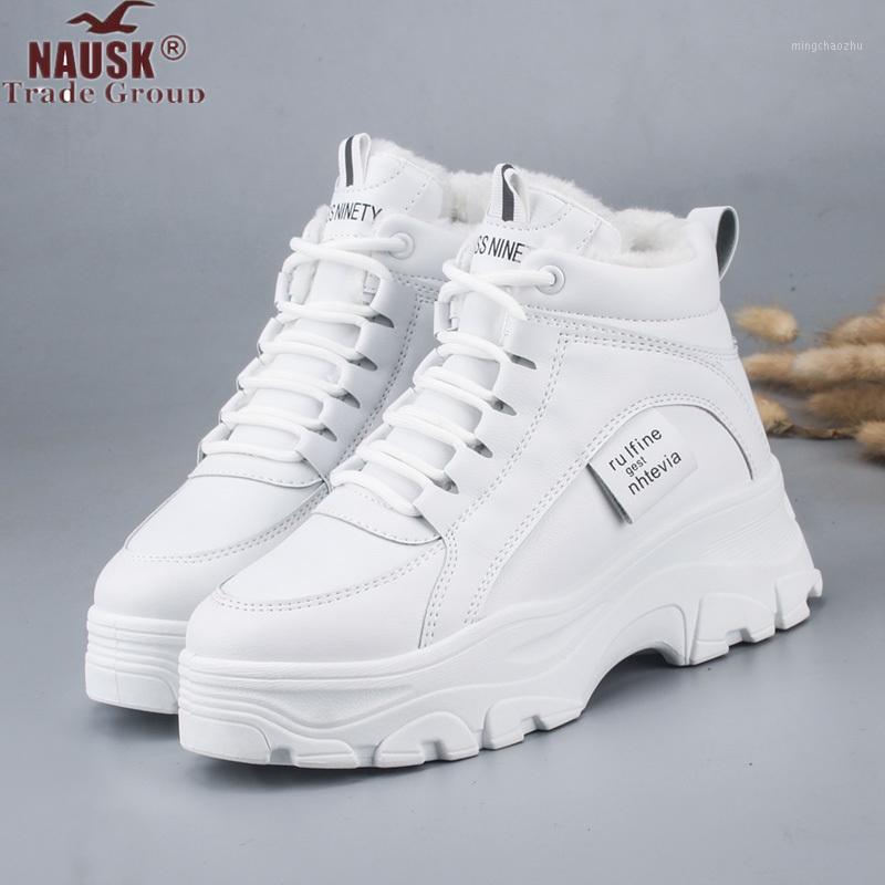 

2020 New Women Casual Sneakers Winter with Plush Fur Warm Ankle Boots Flat Heel Thicken Boots White Beigh Botas Mujer Invierno1, Beige