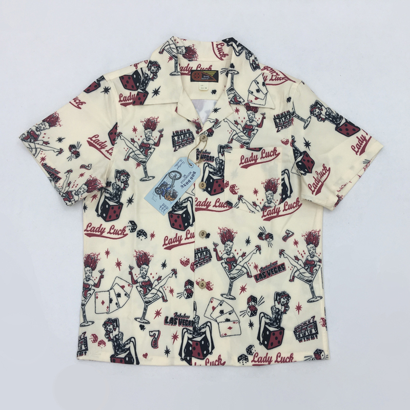 

Camisa Aloha Hawaii Summer Casual Men Shirts Las Vegas Lucky Girl's Short Hawaiian Beach Party Tops TDJU, Beige