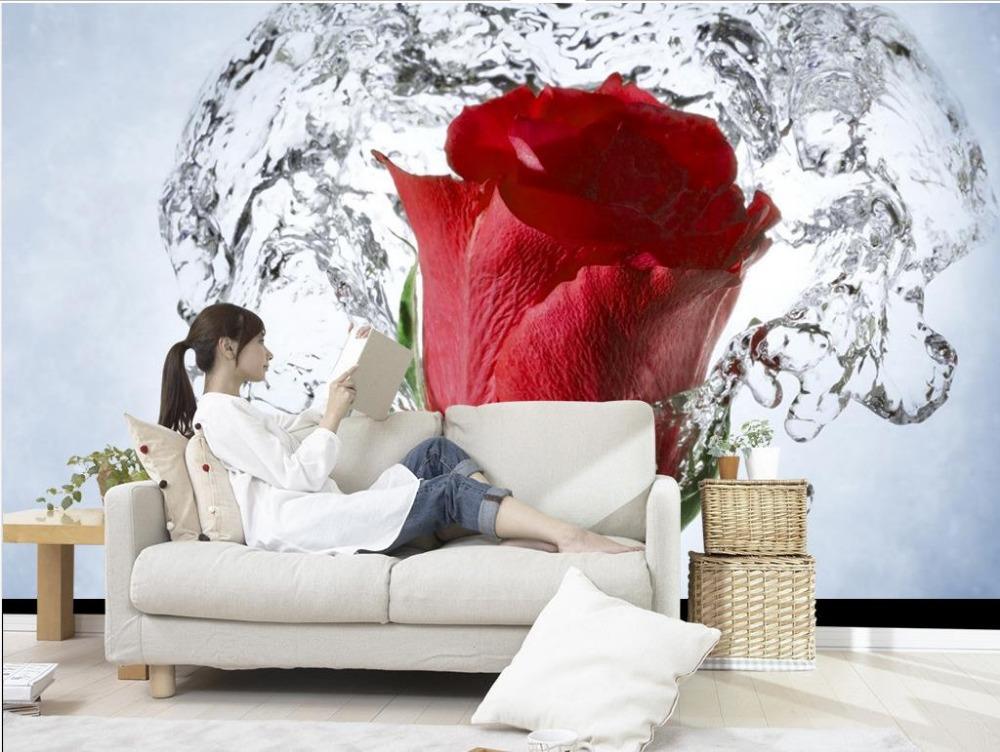 

custom 3d wallpaper Water Flower Rose Mural Decorative Painting 3d wallpaper for room living style, As pic