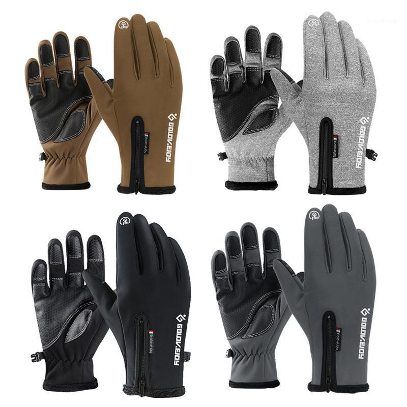 

Windproof Winter Warm Skiing Cycling Gloves Outdoor Sport Full Finger Touch Screen Gloves for Bicycle Scooter Motorcycle1, Black