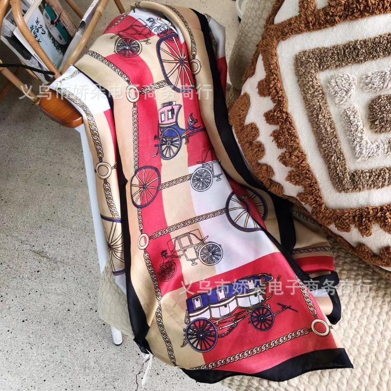 

Scarves 2021 Summer Imitated Silk Women's Long Fashion All-match Scarf Sunscreen Beach Towel Shawl1