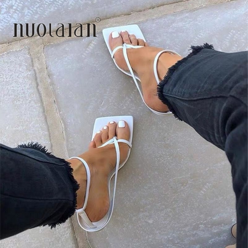 

Summer Narrow Band Vintage Square Toe Heels Buckle Strap High Heel Sandals V-neck Designer Shoes Women Q1201, Dct-d white
