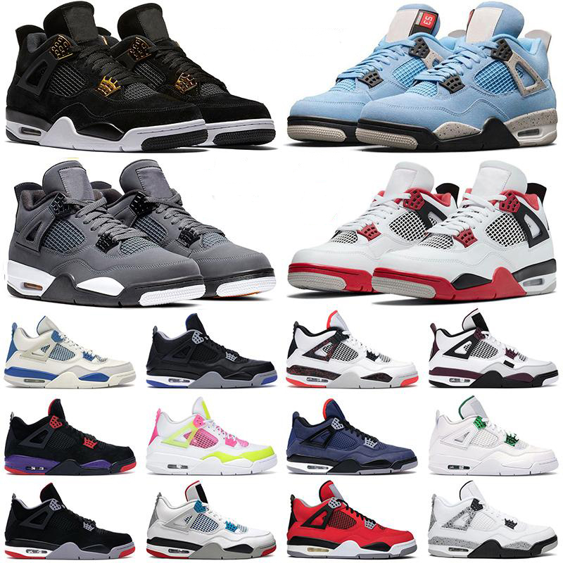 

2021 Mens basketball jumpman 4s Fire Red 4 Black Cat Bred Cool Grey University Blue Royalty men women sneakers shoes, As photo 2