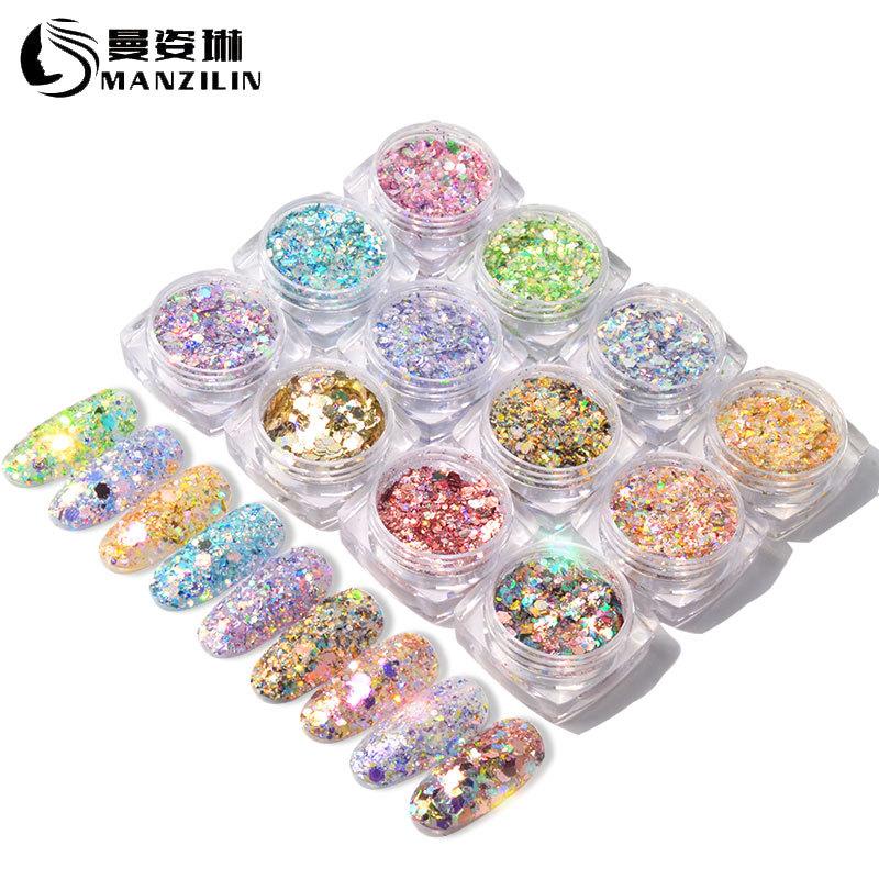 

12 color light onion powder magic color flash powder glitter glitter size mix