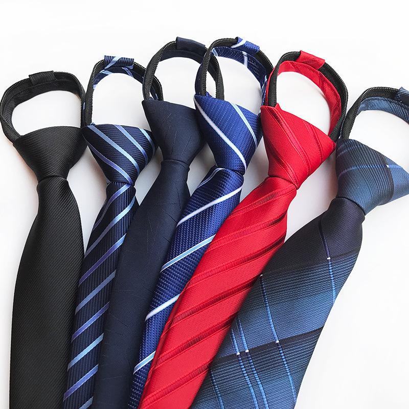 

New Fashionable Men Tie Striped Printed Polyester Skinny Ties Easy Lazy Zipper Tie Business Wedding Necktie