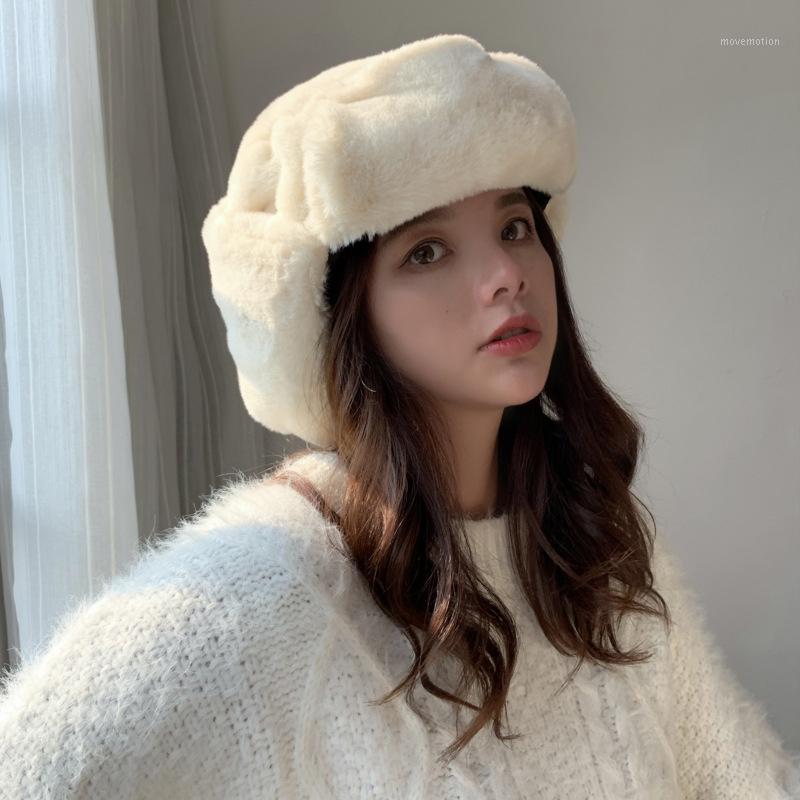 

New arrival fashion sweet high quality solid women Ear protection hat winter warm cute fresh temperament cute soft knit hat1, Black