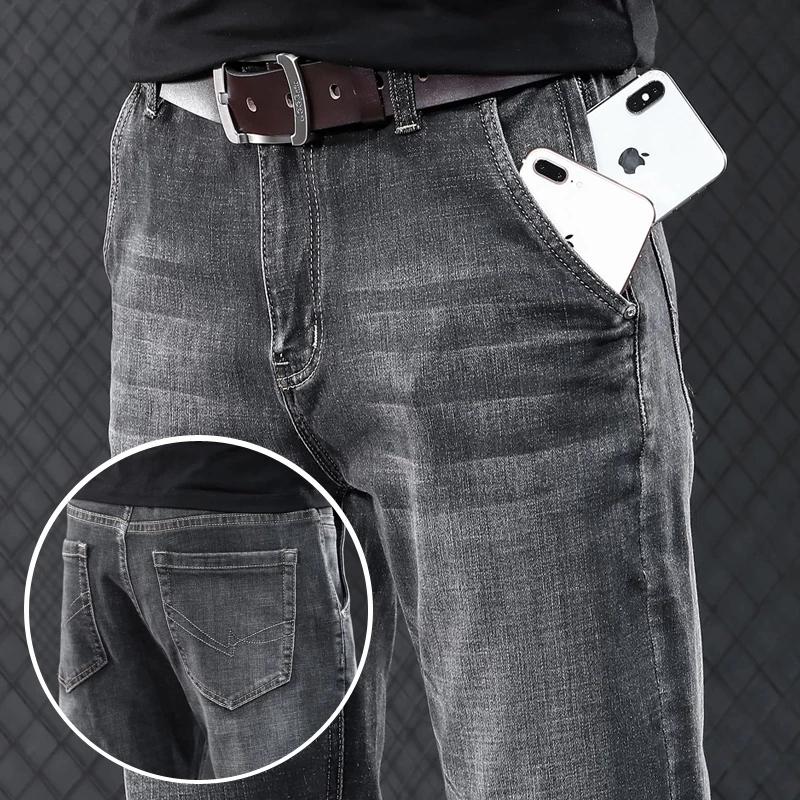 

Anti-theft Zipper Design 2021 Spring and Autumn New Men's Classic Style Regular Fit Stretch Jean Trousers Brand Denim Pants, 992 gray