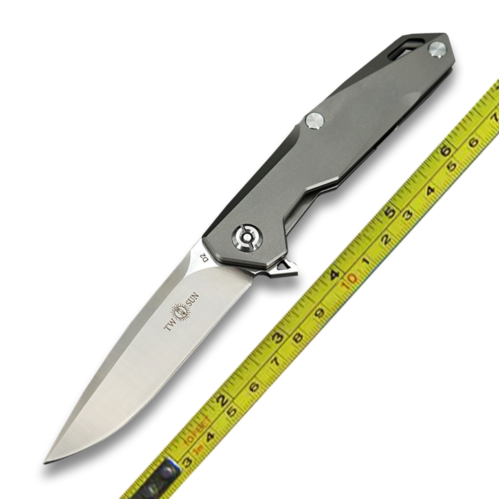 

TwoSun Knives Camping Titanium D2 Blade Fast Opening Pocket Folding Knife TS21
