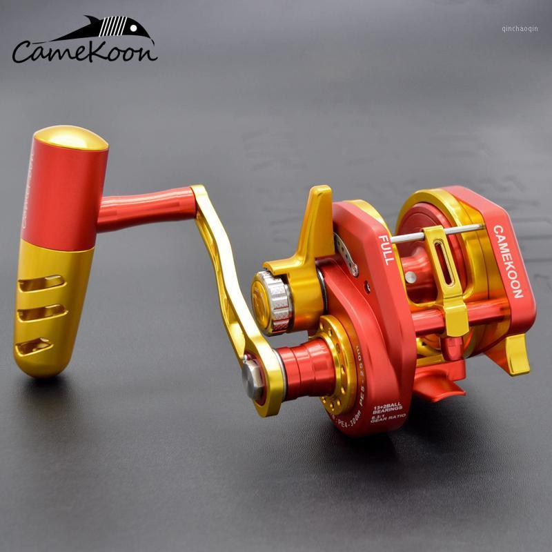 

CAMEKOON Conventional Overhead Jigging Reel 35kg Max Drag 13+2 Ball Bearings 6.3:1 High Speed Saltwater Trolling Fishing Reel1