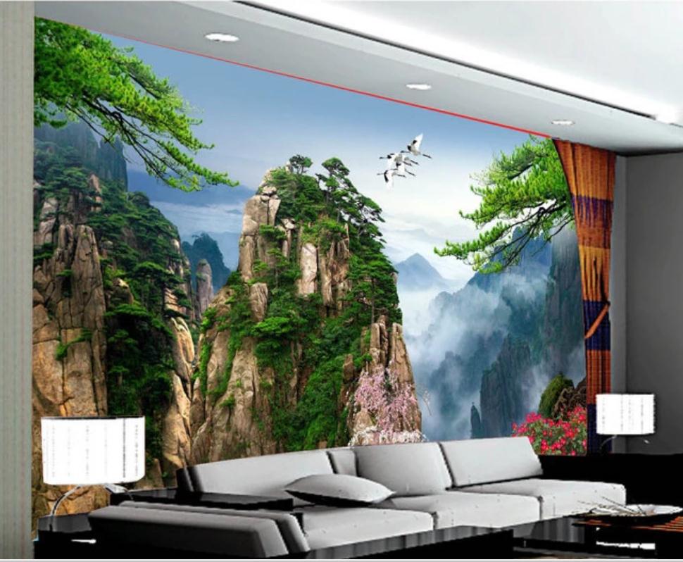 

3d stereoscopic wallpaper 3d murals wallpaper for living room Landscape wallpapers painting background wall, Green