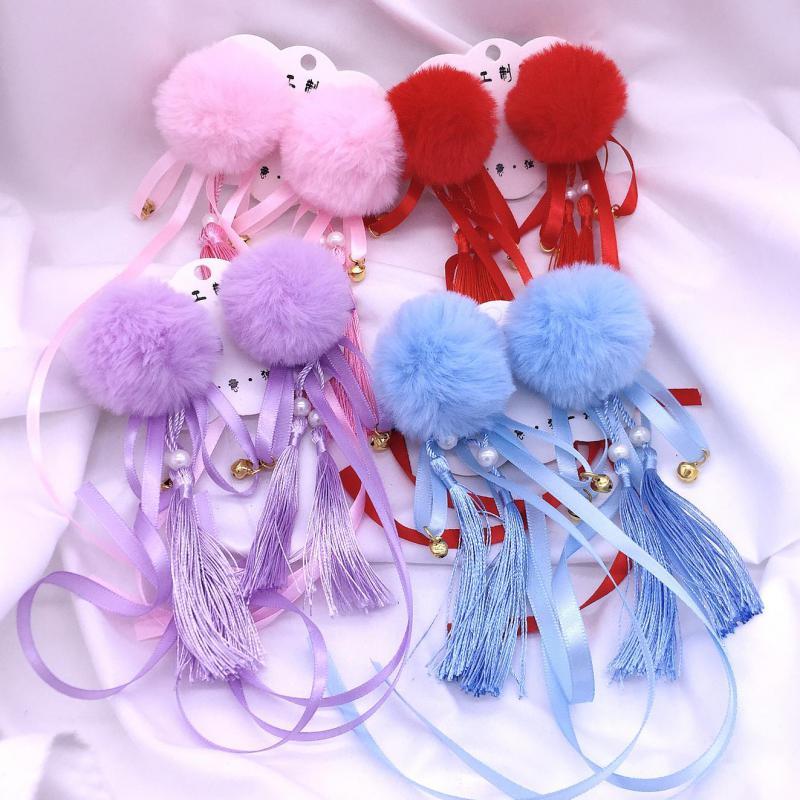 

WYINYA 2020 winter new year new year children's hairpin female baby headdress Hanfu Tang assembly head lace clip, A pair of blue