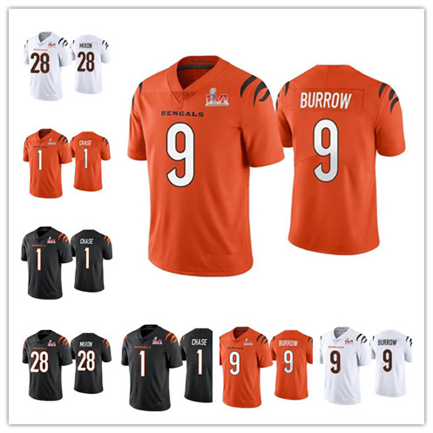 

2022 Cincinnatis MEN Bengalsey Joe Mixon Ja'marr Chase joe burrow Vapor Limited Super football Bowl LVI Jersey