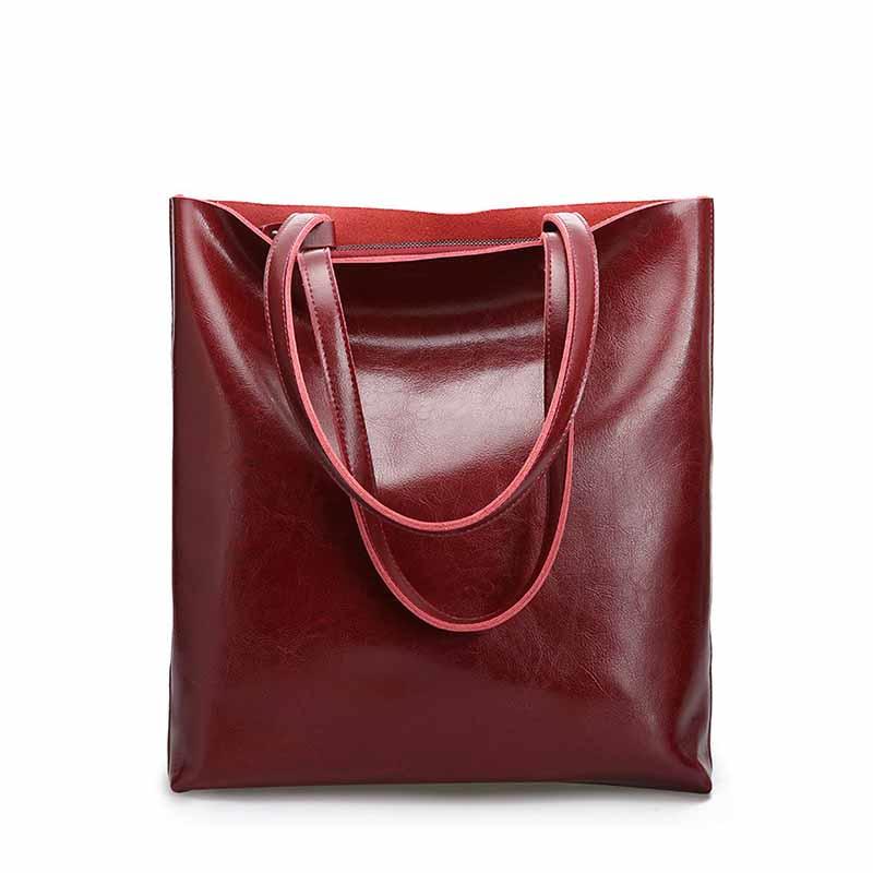 

Vintage Real Genuine Leather Handbags Big Women Hand Bags Female Shopper Hangbags High Quality Office Ladies Shoulder Bags 2020, Black