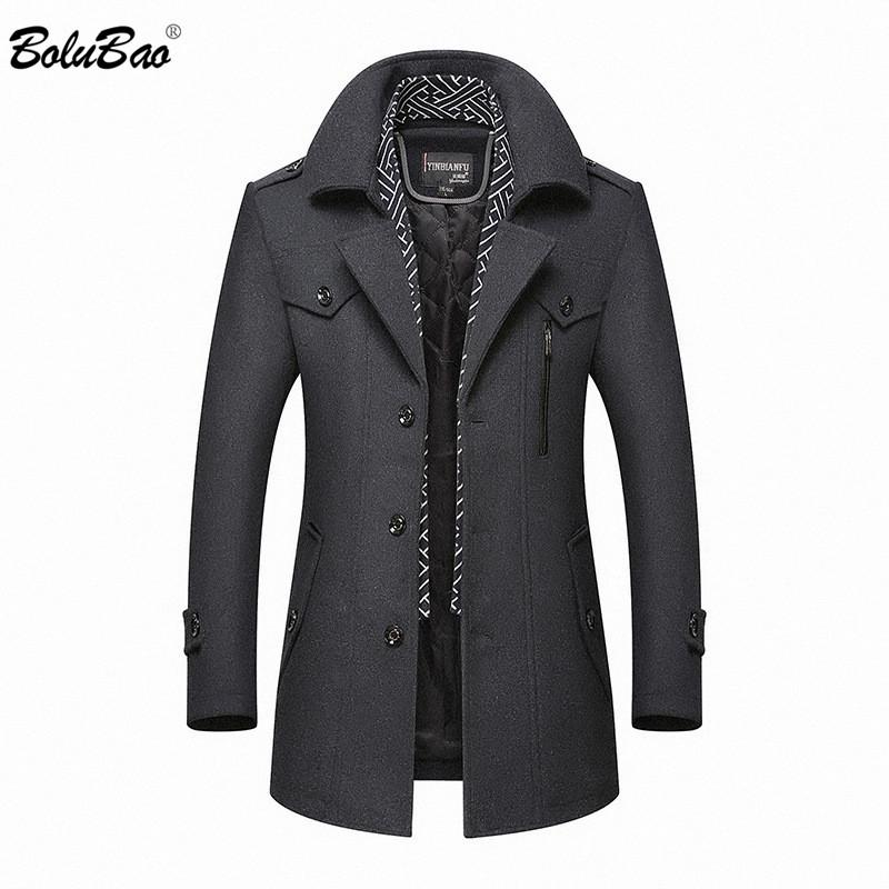 

BOLUBAO Men Winter Wool Coat 2020 Men's New Casual Brand Solid Color Wool Blends Woolen Pea Coat Male Trench Overcoat, Purple