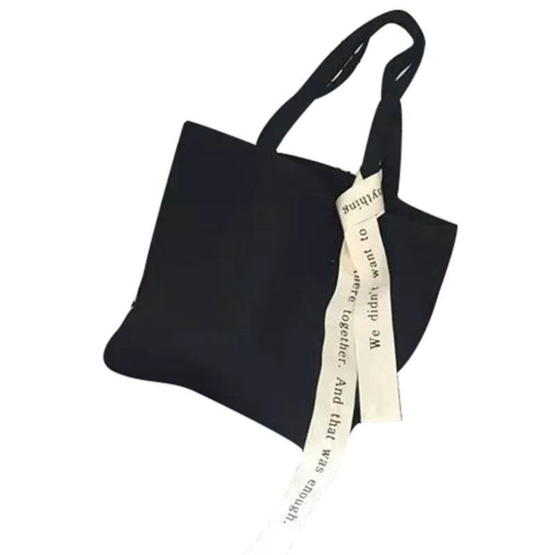 

Cotton Canvas Two Strap Shoulder Bag Shopping Tote Print Letter White Strap, Multi