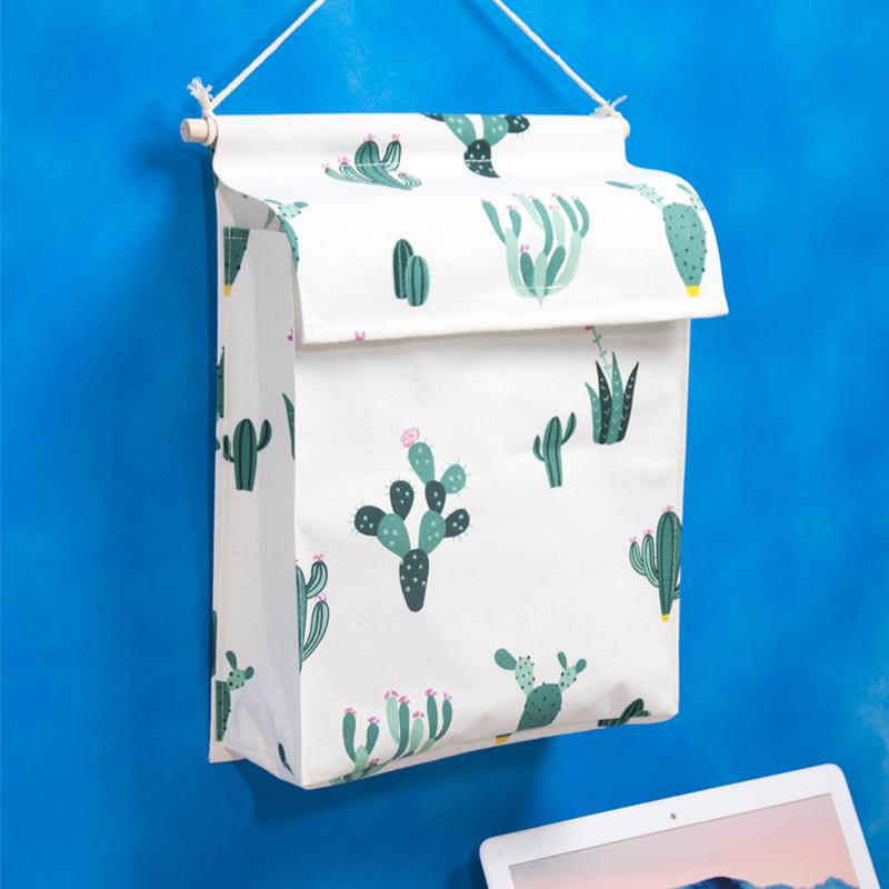 

Canvas Bedside Hanging Pocket Storage Bag Printed Underwear Wall Hanging Storage Bag With Hook Bathroom Home Organizer ZH366, Colour 5