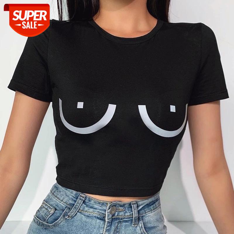 

ArtSu o neck short sleeve T shirt female summer print reflective flash bodycon streetwear casual tops 2020 tee top ASTS5211 #oy3t, White