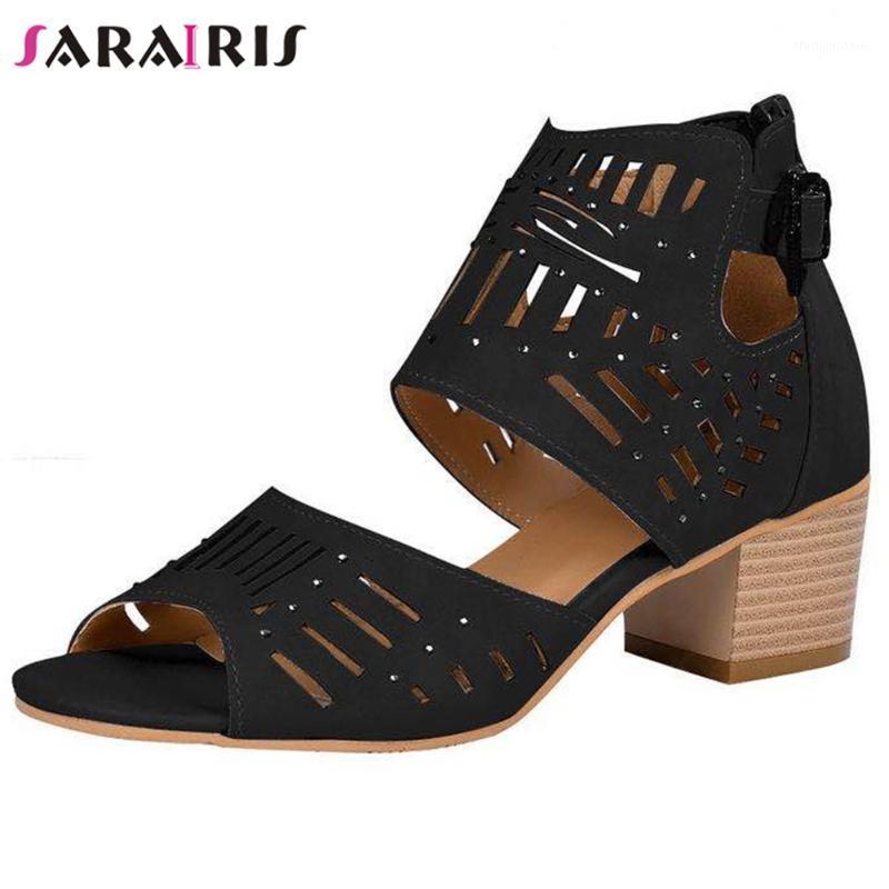 

SARAIRIS Open Toe Hollow Out Ankle Strap High Heels Solid Sandals Women Summer Sandals Ladies Summer Shoes1, Beige