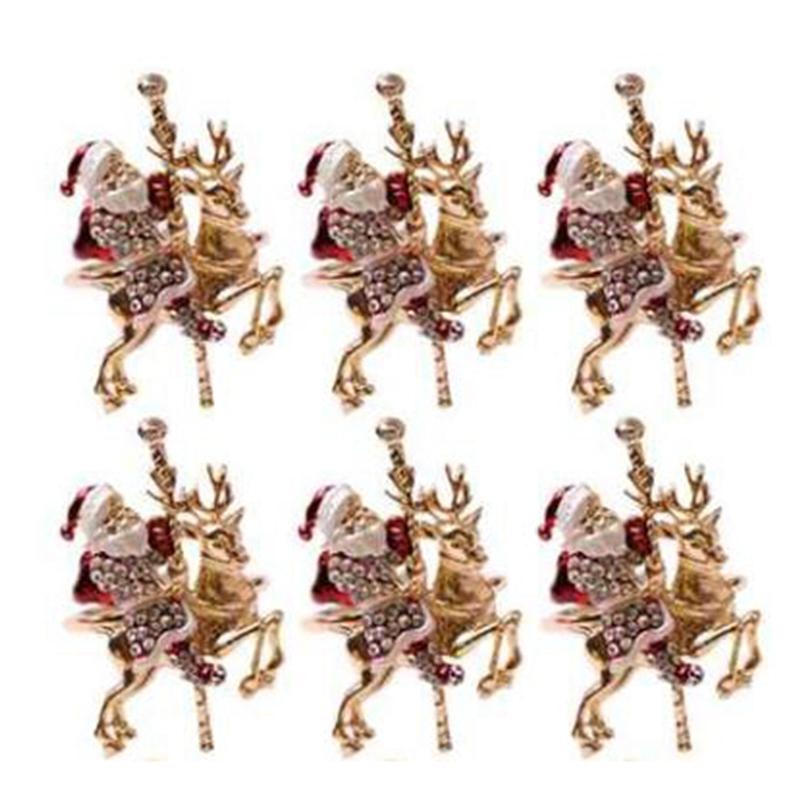 

6Pcs Christmas Reindeer Napkin Buckle Upscale Restaurant Hotel Table Set Santa Napkin Ring Ring