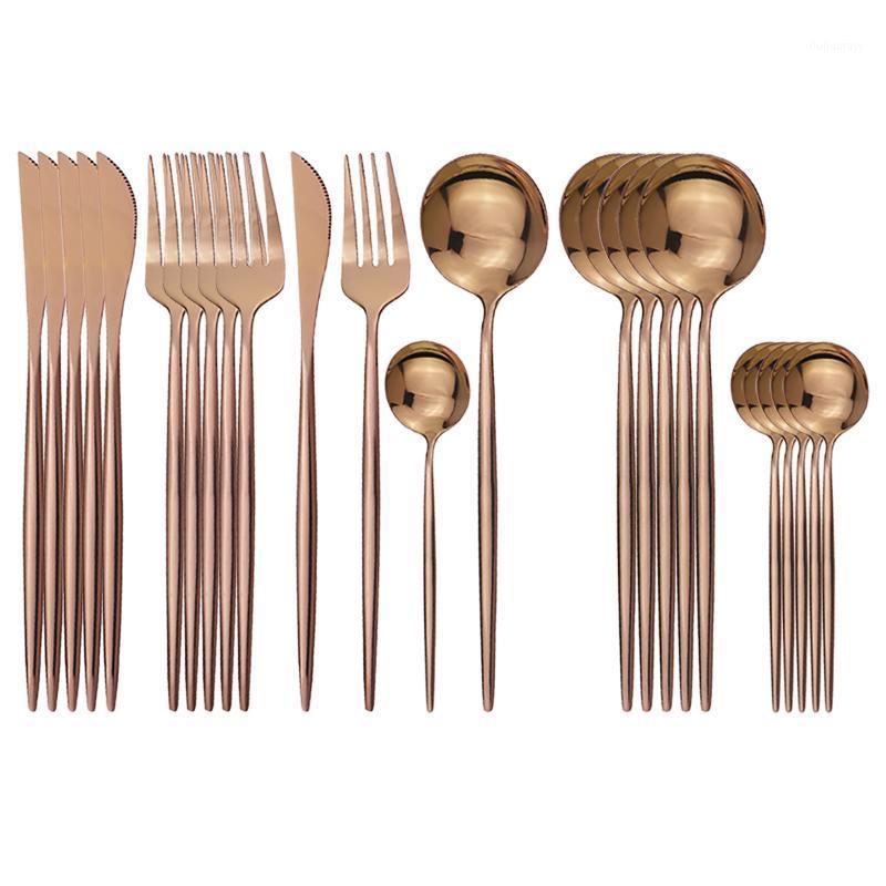 

24Pcs/set Cutlery Set Rose Flatware Set 304 Stainless Steel Dinnerware Knives Fork Spoon Kitchen Dinner Tableware Silverware1