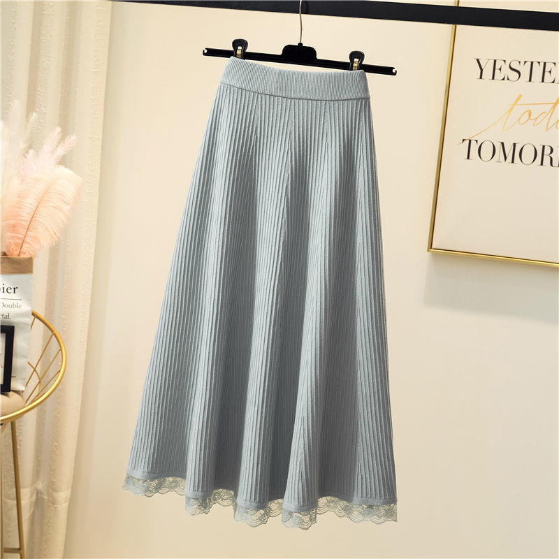 

2021 New Autumn and winter lace sheath the skirt-style high tightly knit elastic medium skirt long y315 CTZQ, Heise