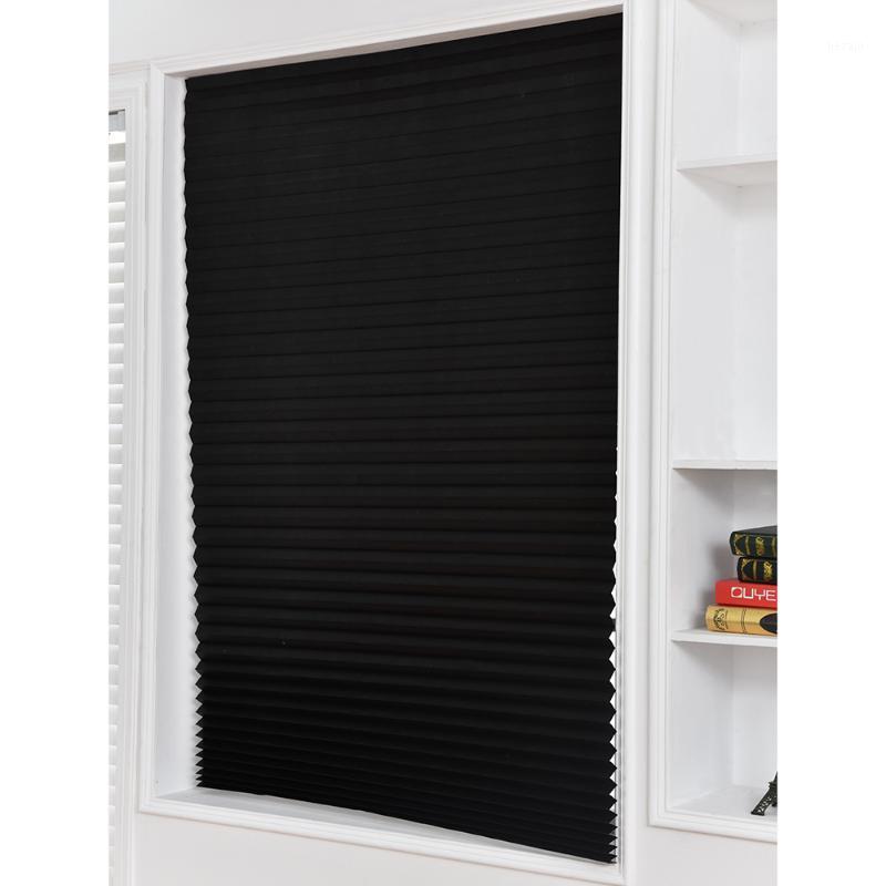 

Self-Adhesive Blackout Pleated Curtain Window Shades Blinds Blackout Light Block Cordless Black Curtains for Living Room Kitchen1, 90x180cm
