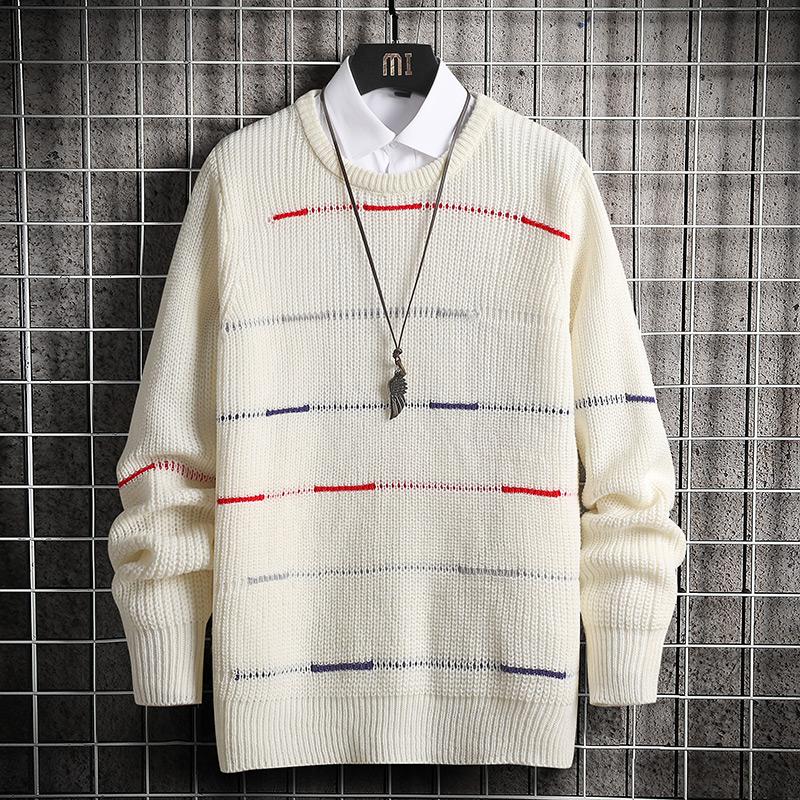 

ANSZKTN Oversized Mens Knitted Sweater Men 2020 Black Vintage Striped Sweaters Jumper Pullover Hip Hop Harajuku Sweater Men, Black sweater men