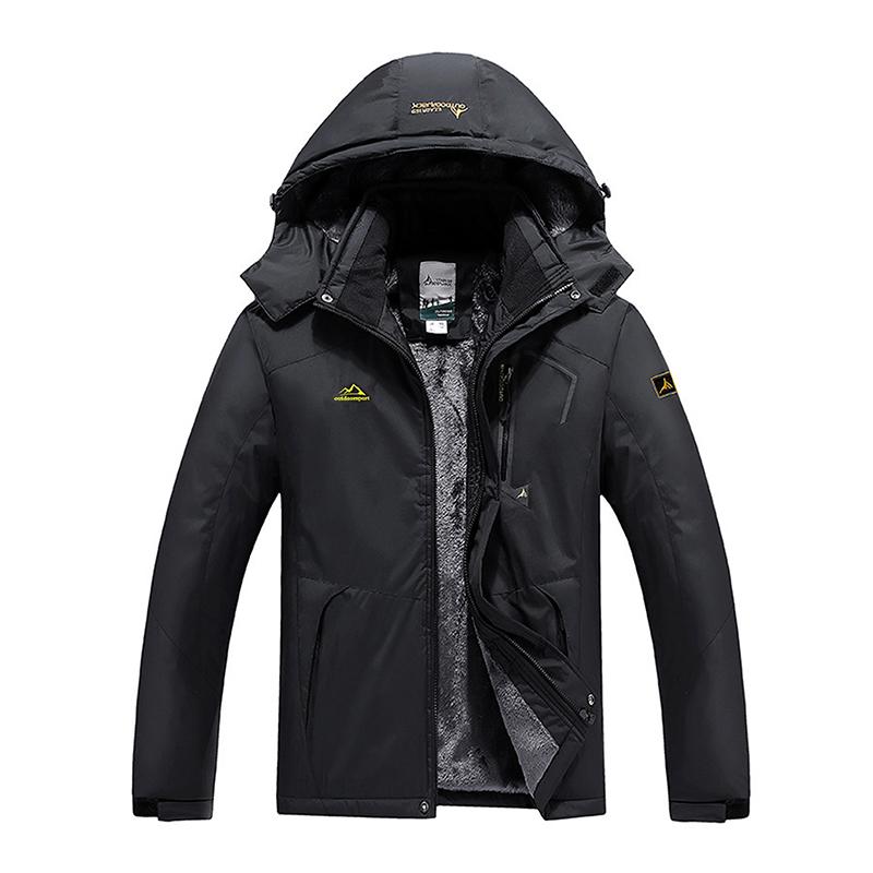 

Men's Down & Parkas Men Thicken Windproof Mountain Jacket Winter Warm Thick Fleece Lined Coat With Hood For Women Sports Rain Ski Fashion, Black