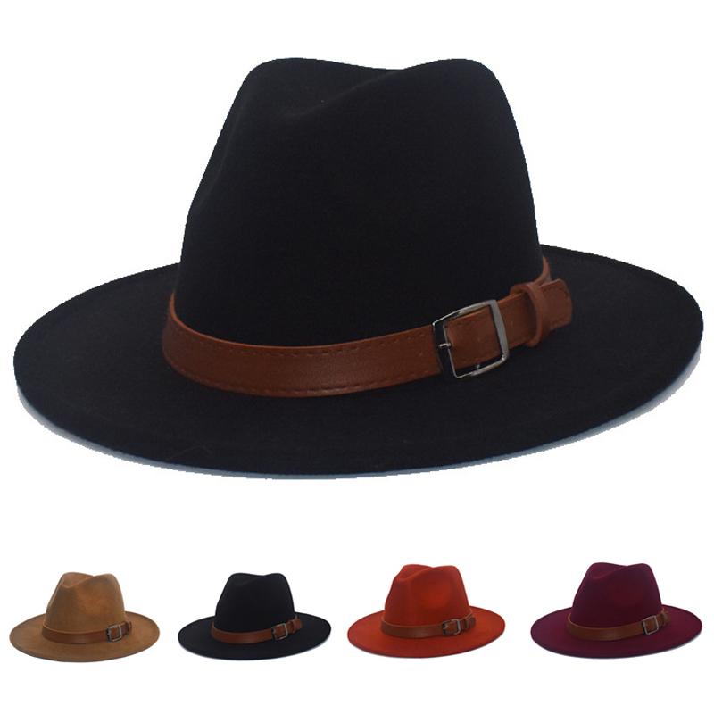 

Classic British Fedora Hat Men Women Imitation Woolen Winter Felt Hats Spring Fashion Unisex Wide Brim Jazz Cap, Orange