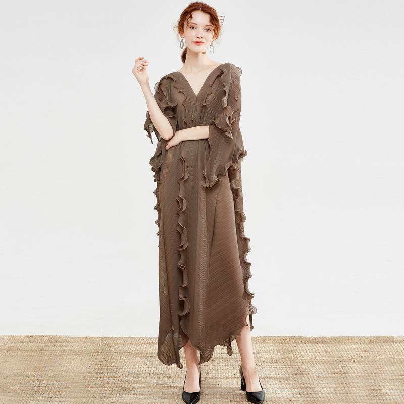 

2020 Women summer flared sleeve indie dress plus size ruffled irregular Sashes dress festa French Lace clothes 5141, Black