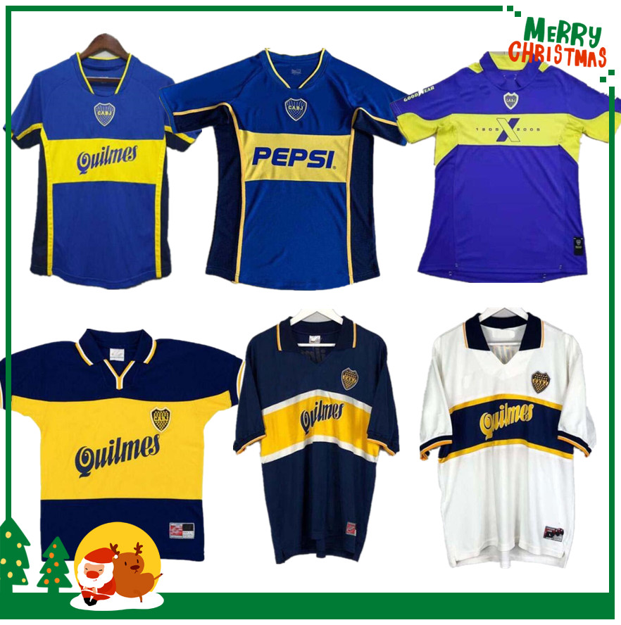 

Boca juniors retro soccer jerseys 1981 1995 1996 1997 1998 1999 2000 2001 2002 2003 2004 ROMAN MARADONA vintage classic football shirt, 01/02