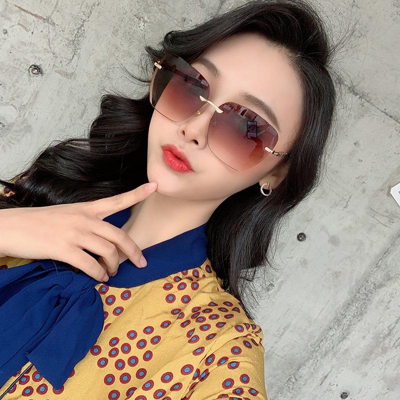 

Sunglasses Custom Logo Gradient Punk Vintage Shades 2021 Rimless Womens Luxury