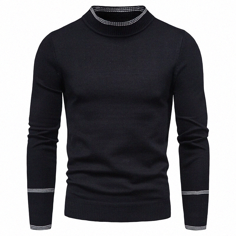 Men's Sweater Stripe Striped Long Sleeve Sweater Cardigans Turtleneck Light gray Black Dark Gray T1Br#