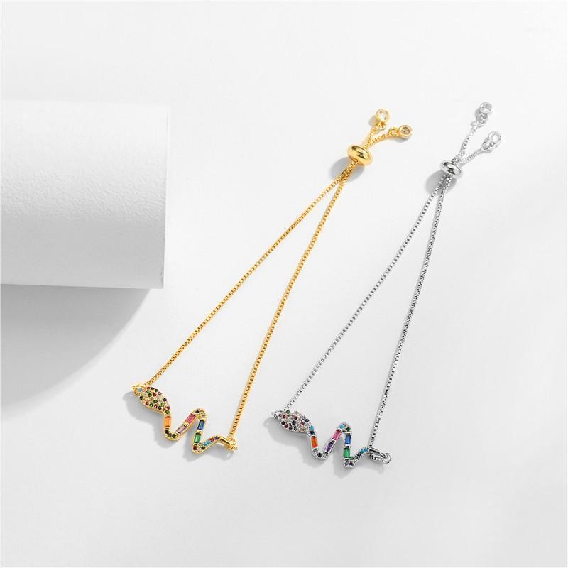 

Charm Bracelets 2021 Fashion Colourful T Shape CZ Stone Snake Bracelet For Women Girl Unique Design Lovely Animal Lucky Jewelry1