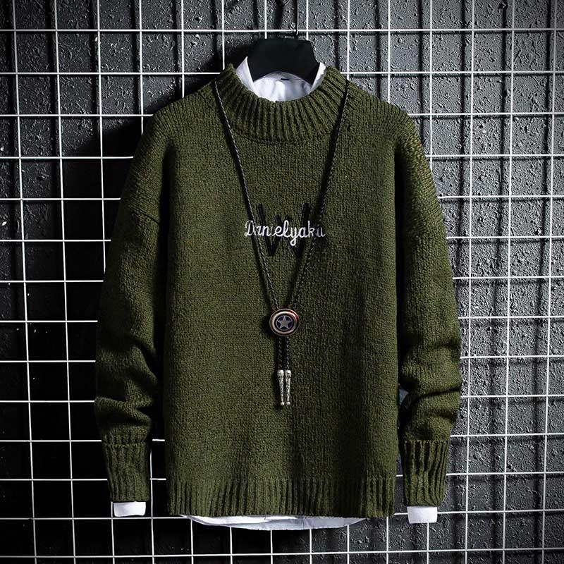 

New Autumn Winter oversize Men's Sweater 2020 sweaters for men sweater men lattice Slim fit Men's Shirt Brand Knitte Y, Khaki