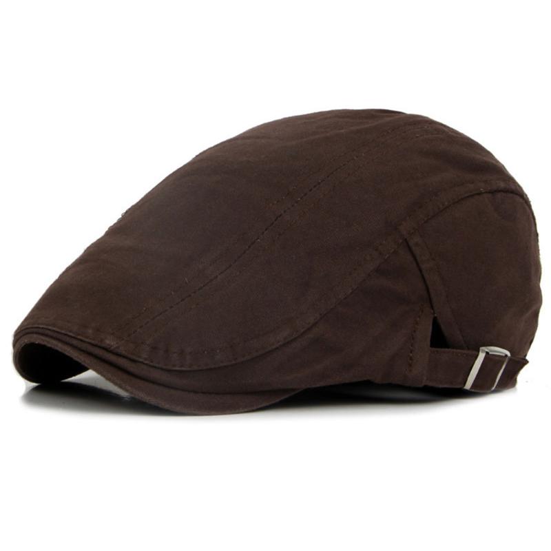 

Men Outdoor Caps Fashion Breathable Hats Soft Flat British Style Autumn Winter Beret Hat Adjustable Free Size Solid, Light khaki