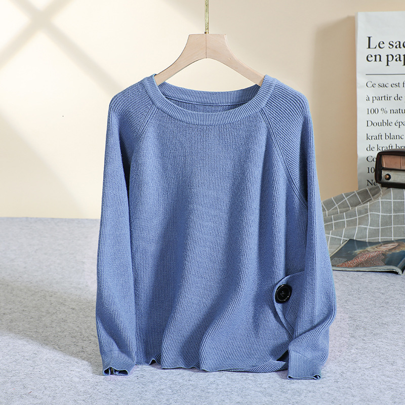

2021 New Split Side Casual Autumn Winter O-neck Pullovers Women Basic Loose Female Oversize Turtleneck Knit Sweater Xqg8, Green