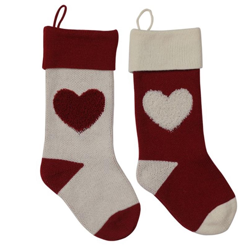 

Christmas Stocking 3D Heart Xmas Socks Hanging Pendant Fireplace Xmas Tree Decor New 2020