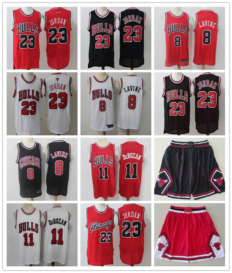 

Chicago's Men Bulls's jersey Throwback michael 23 MJ Zach 8 LaVine DeMar 11 DeRozan Shorts Black Basketball Jersey Red, Black;red