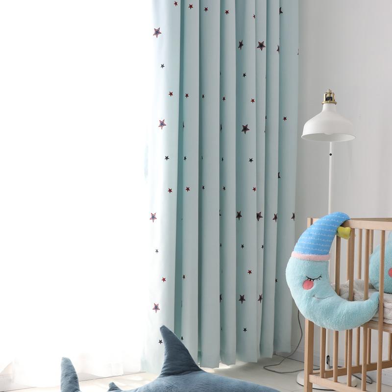 

Starry sky kid's Curtain For bedroom Embroidered Faux linen Curtains for living room Home Decor Darpes Customized, As pic