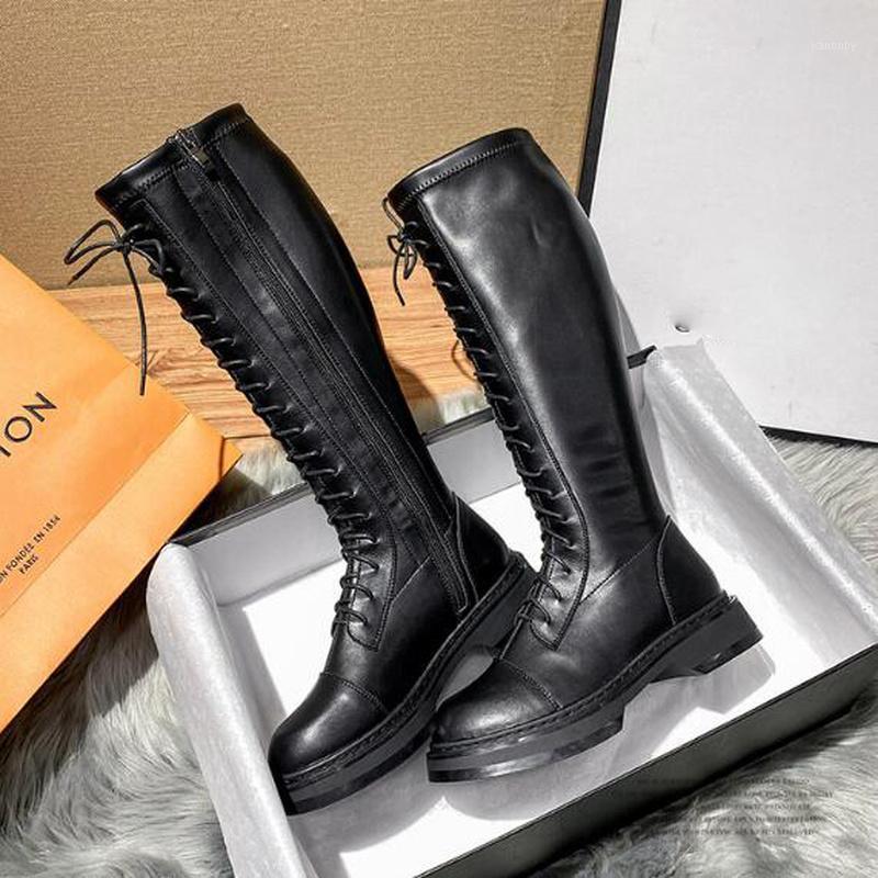 

women knee high boots low heels shoes booties woman gladiator winter autumn warm shoe chaussures femme zapatos mujer sapatoNH4181, Black