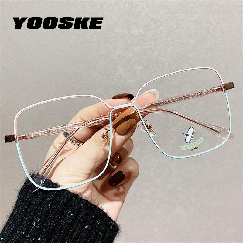 

YOOSKE Anti Blue Light Computer Glasses Frames Men Optical Eyeglasses for Women Creative Stitching Color Design Myopia Frame