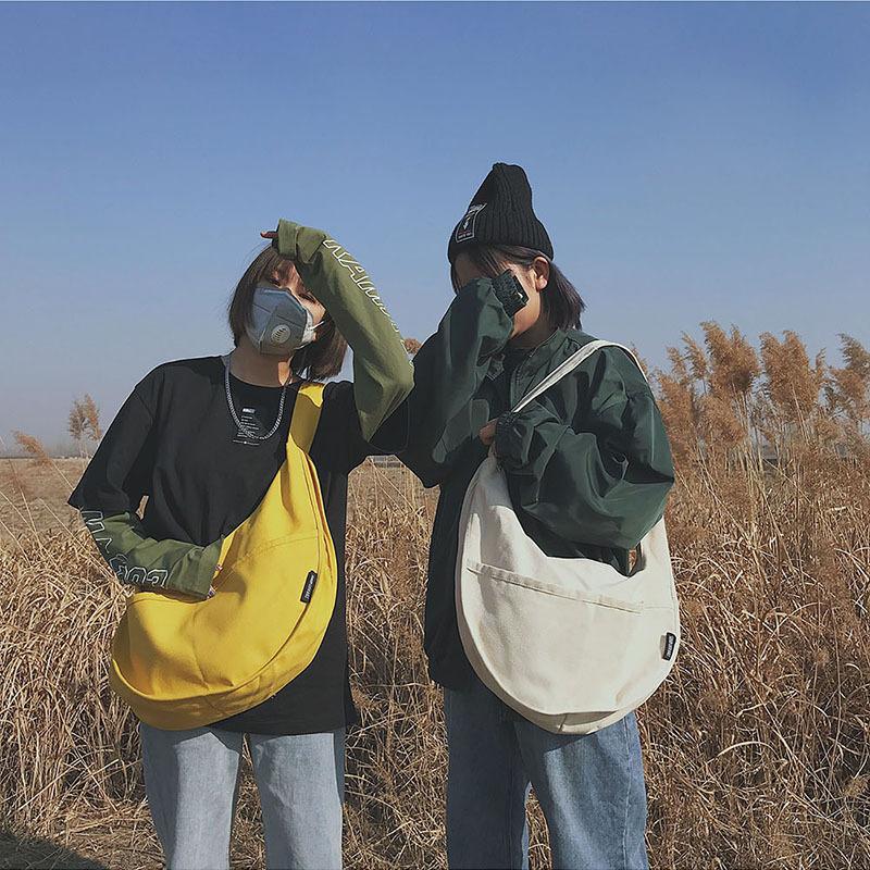 

Women Bag Shoulder Bag Female Messenger Large Capacity Shopper Retro Canvas Dumpling Crossbody, Black