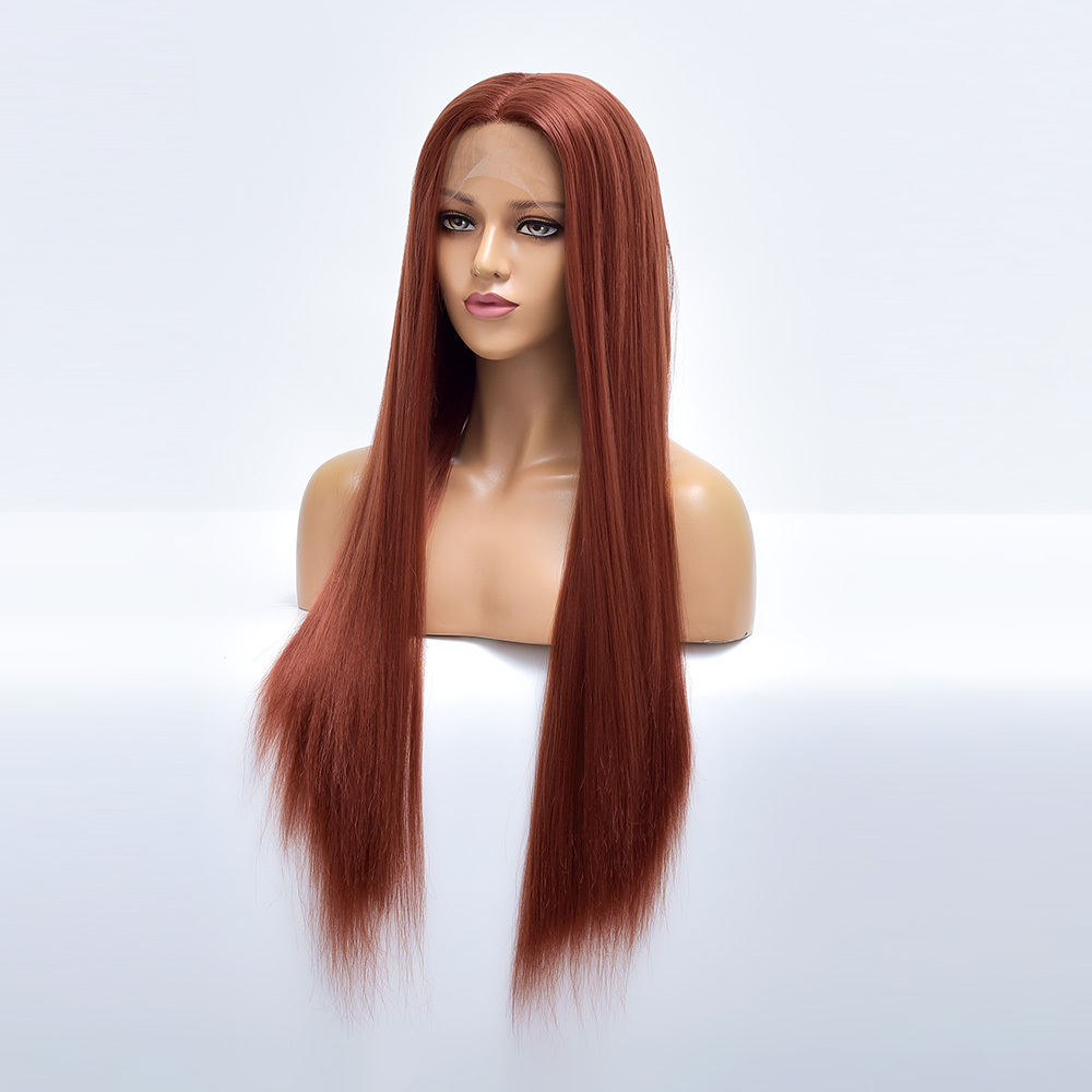 Costume Accessories Long Silky Stright Cosplay T Part Ombre Wine Red Synthetic Lace Front Wig For Black White Women Natural Heat Resistant H-image-749167874