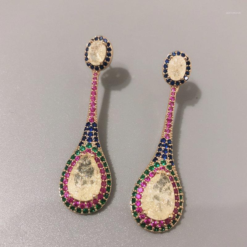 

fashion yellow broke cz long drop earring for women1