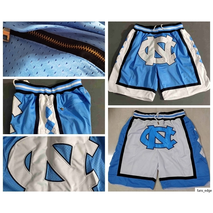 

2020 Just NCAA North Carolina Tar Heels Shorts New Breathable Sweatpants Teams Classic Sportswear College Basketball Shorts Zipper pockets