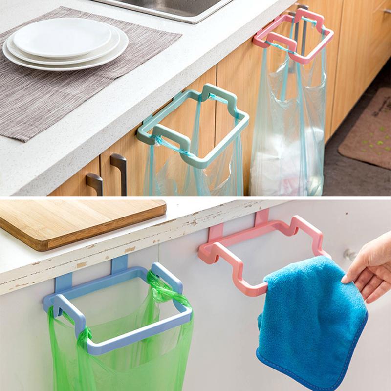 

Fashion 1PC Kitchen door back portable garbage bag bracket Home cabinets rag Shelves Storage rack YH-460950