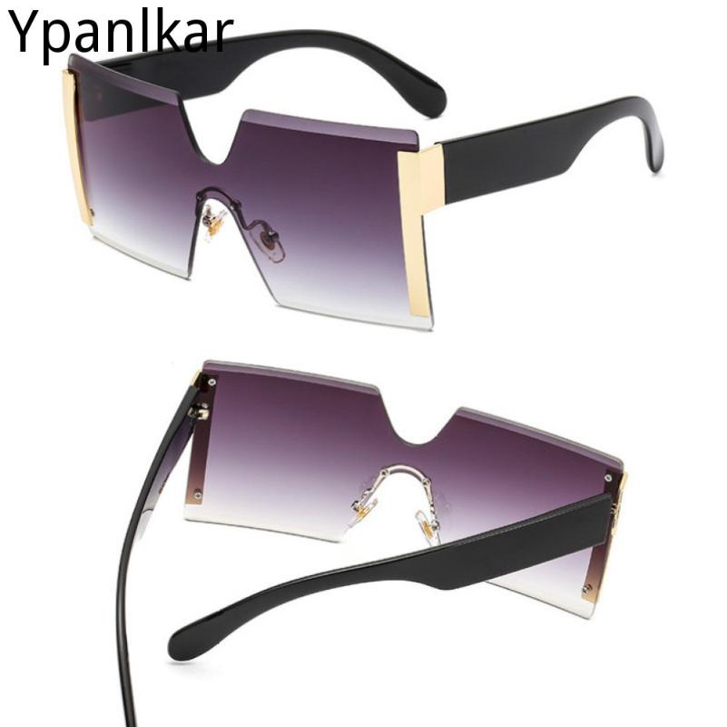 

New Frameless One-piece Sunglasses Trendy Fashion Men and Women All-match Big Frame Sunglasses