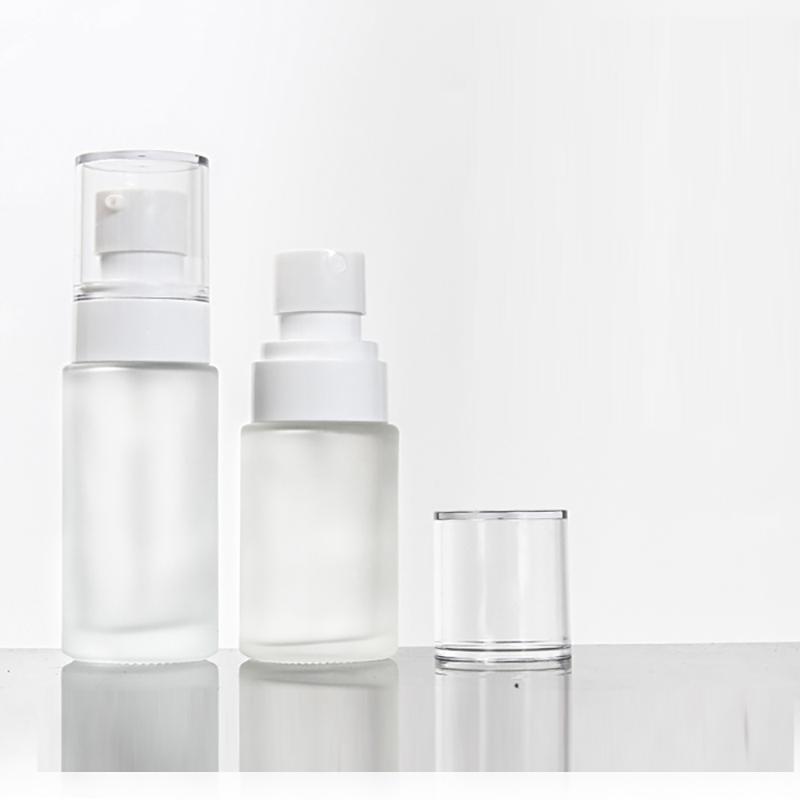 

Lotion/Spray Pump Clear Frosted Round Container,40ml Pump Bottle Glass1