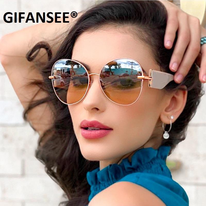 

2020 Women Round Sunglasses New Trendy Brand Designer Retro Sun Glasses Chic Wide legs Eyewear For female Men shades UV400 big1